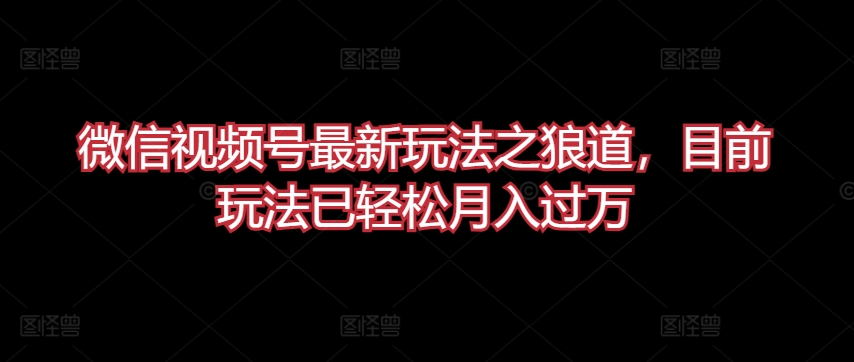 微信视频号最新玩法之狼道，目前玩法已轻松月入过万-吾藏分享