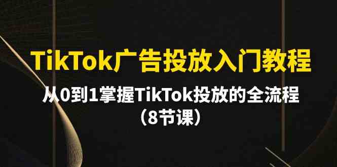 （10085期）TikTok广告投放入门教程，从0到1掌握TikTok投放的全流程（8节课）-吾藏分享