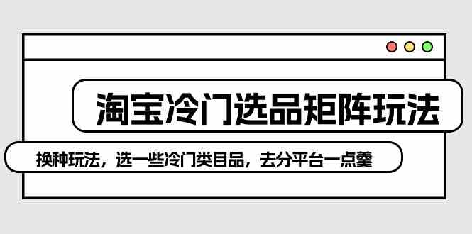 （10159期）淘宝冷门选品矩阵玩法：换种玩法，选一些冷门类目品，去分平台一点羹-吾藏分享