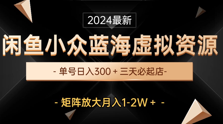 （10336期）最新闲鱼小众蓝海虚拟资源，单号日入300＋，三天必起店，矩阵放大月入1-2W-吾藏分享