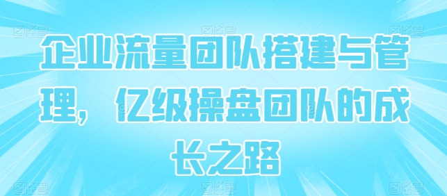 企业流量团队搭建与管理，亿级操盘团队的成长之路-吾藏分享