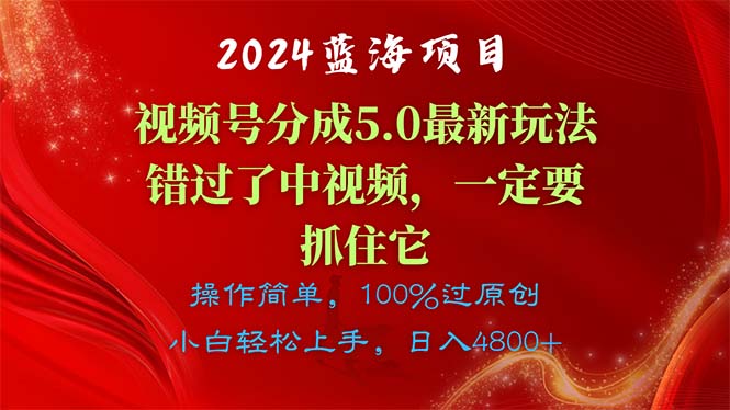 （11032期）2024蓝海项目，视频号分成计划5.0最新玩法，错过了中视频，一定要抓住…-吾藏分享