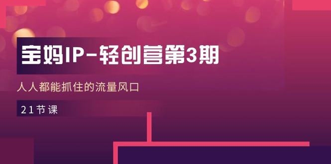 （11042期）宝妈IP-轻创营第3期，人人都能抓住的流量风口（21节课）-吾藏分享