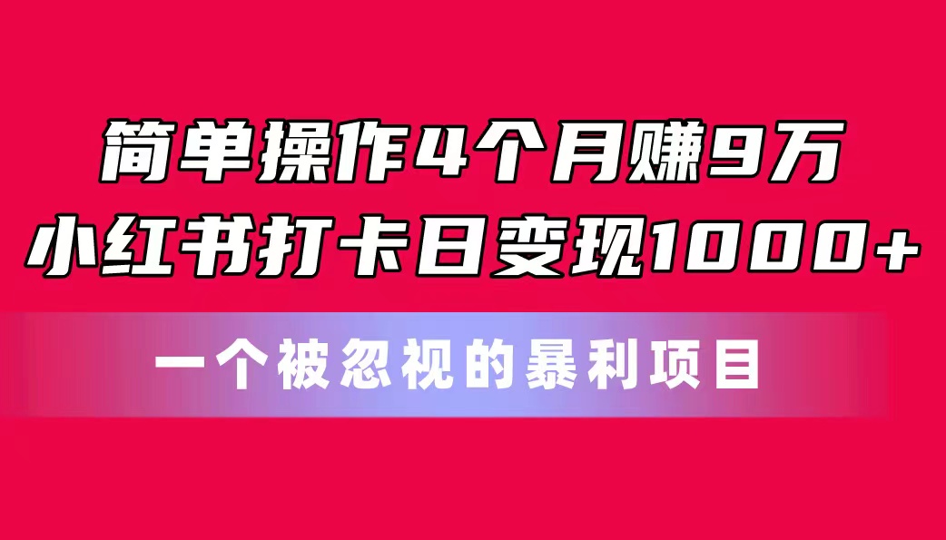 （11048期）简单操作4个月赚9万！小红书打卡日变现1000+！一个被忽视的暴力项目-吾藏分享