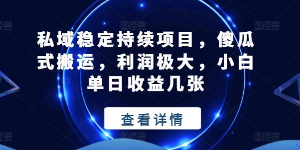 私域稳定持续项目，傻瓜式搬运，利润极大，小白单日收益几张【揭秘】-吾藏分享