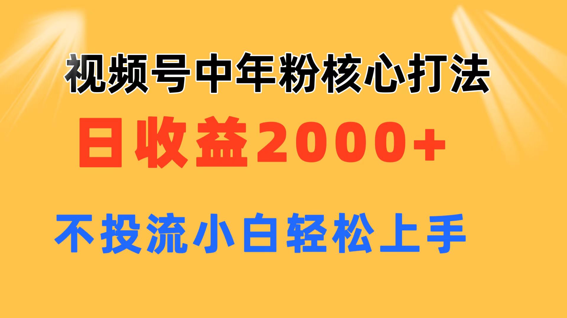 （11205期）视频号中年粉核心玩法 日收益2000+ 不投流小白轻松上手-吾藏分享