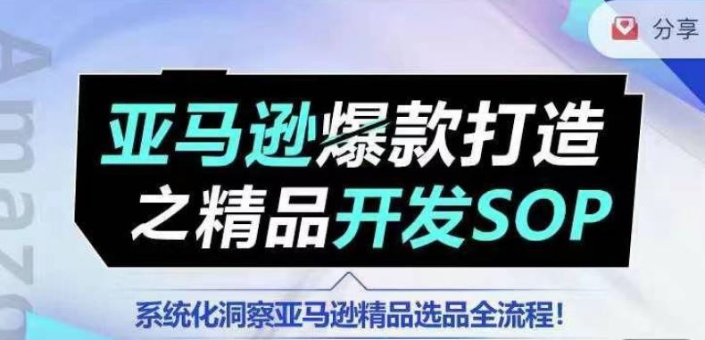 【训练营】亚马逊爆款打造之精品开发SOP，系统化洞察亚马逊精品选品全流程-吾藏分享