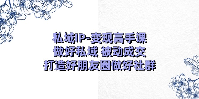 私域IP变现高手课：做好私域被动成交，打造好朋友圈做好社群（18节）-吾藏分享