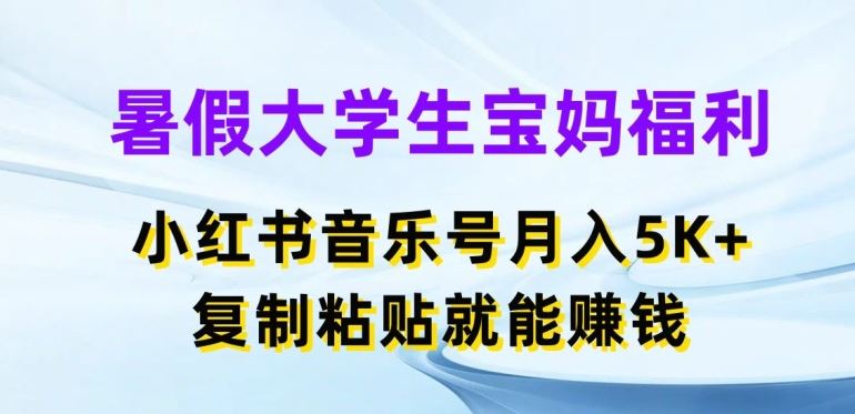 暑假大学生宝妈福利，小红书音乐号月入5000+，复制粘贴就能赚钱【揭秘】-吾藏分享