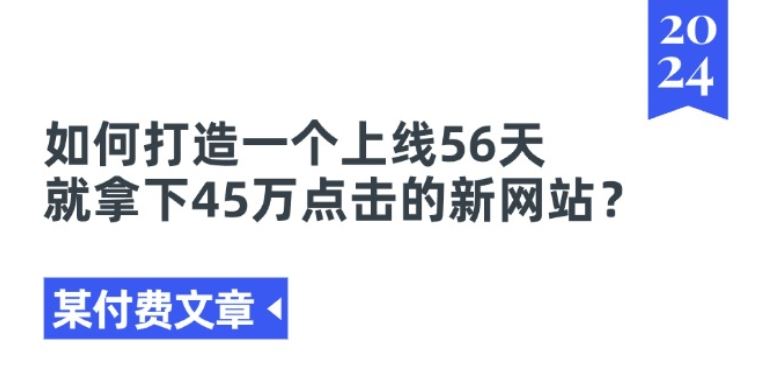 某付费文章《如何打造一个上线56天就拿下45万点击的新网站?》-吾藏分享