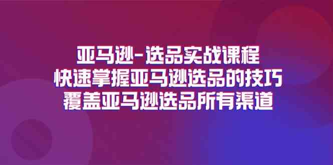 亚马逊选品实战课程，快速掌握亚马逊选品的技巧，覆盖亚马逊选品所有渠道-吾藏分享