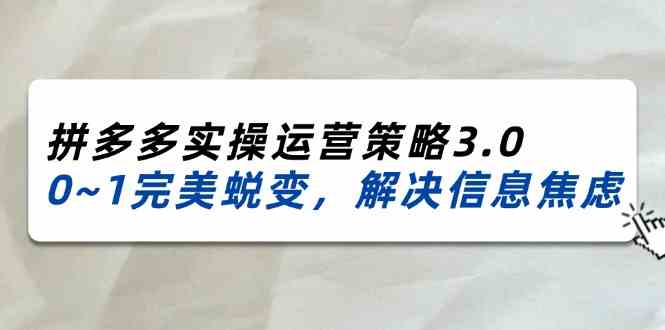 2024-2025拼多多实操运营策略3.0，0~1完美蜕变，解决信息焦虑（38节）-吾藏分享