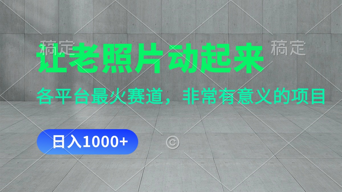 （11671期）让老照片动起来，一天变现1000+，各平台最火赛道，看完就会-吾藏分享
