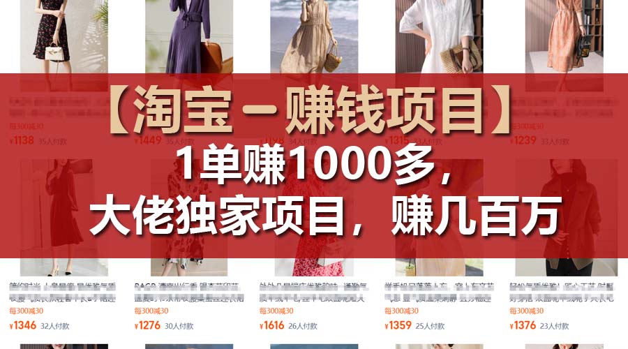 （11685期）【淘宝赚钱项目】1单可赚1000多，大佬独家项目，年赚几百万-吾藏分享