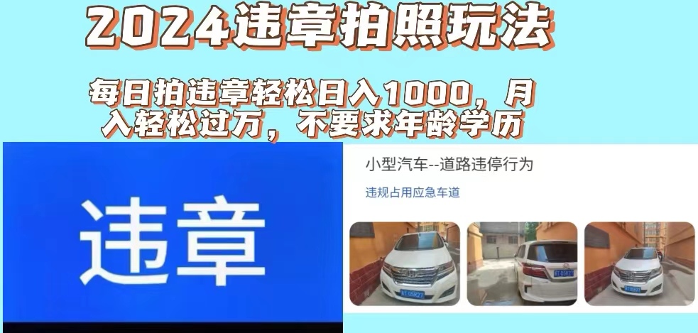 （11743期）2024违章拍照新玩法，推广躺赚+拍照赚钱双模式，日入1000+-吾藏分享