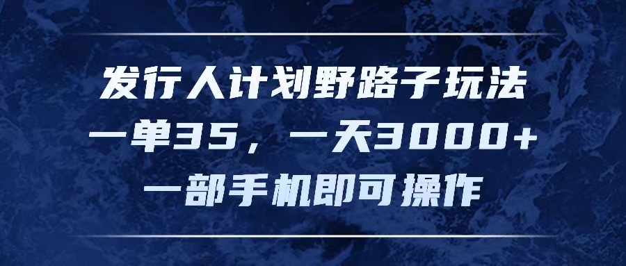 （11750期）发行人计划野路子玩法，一单35，一天3000+，一部手机即可操作-吾藏分享
