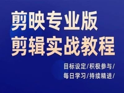 剪映专业版剪辑实战教程，目标设定/积极参与/每日学习/持续精进-吾藏分享
