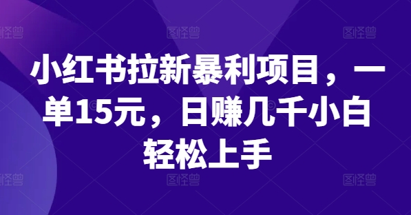 小红书拉新暴利项目，一单15元，日赚几千小白轻松上手-吾藏分享