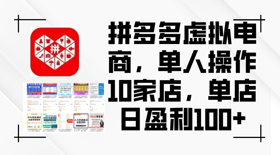 （12267期）拼多多虚拟电商，单人操作10家店，单店日盈利100+-吾藏分享