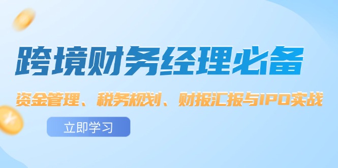 （12323期）跨境 财务经理必备：资金管理、税务规划、财报汇报与IPO实战-吾藏分享