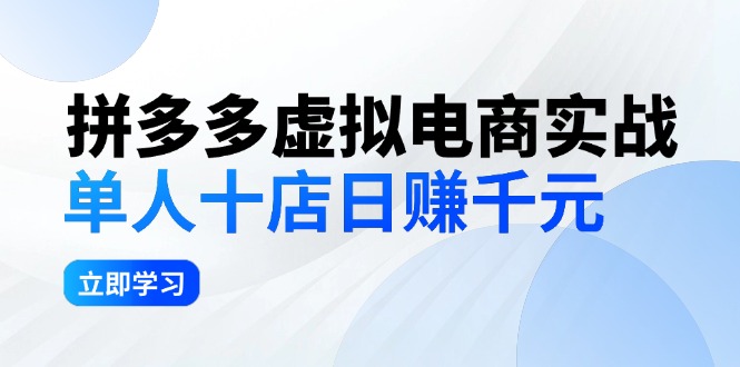 （12326期）拼多多虚拟电商实战：单人10店日赚千元，深耕老项目，稳定盈利不求风口-吾藏分享