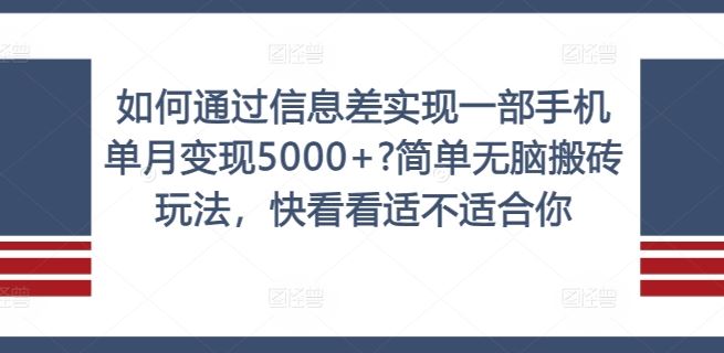 如何通过信息差实现一部手机单月变现5000+?简单无脑搬砖玩法，快看看适不适合你【揭秘】-吾藏分享