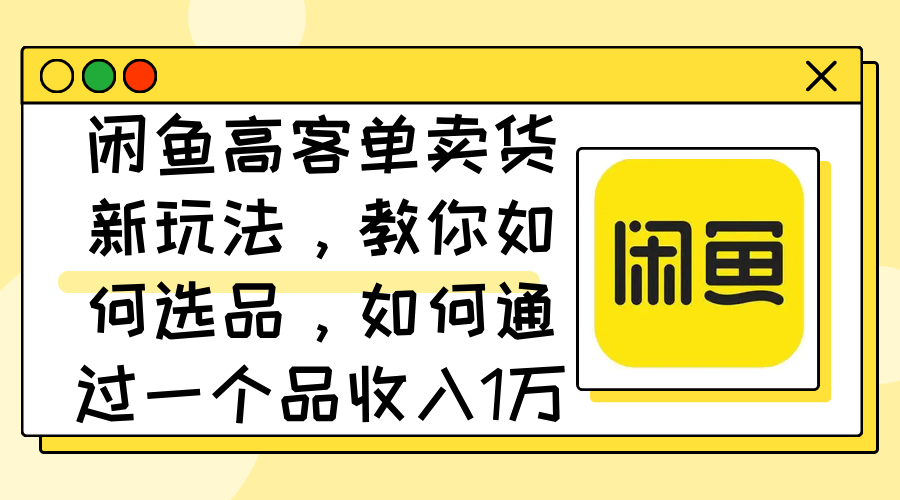 （12387期）闲鱼高客单卖货新玩法，教你如何选品，如何通过一个品收入1万+-吾藏分享