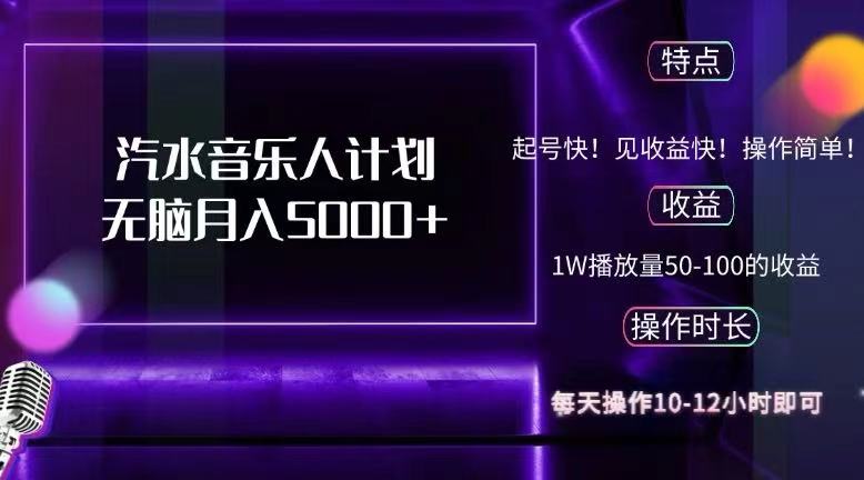 （12429期）抖音汽水音乐人计划无脑月入5000+-吾藏分享