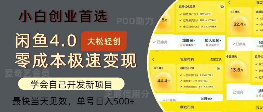 （12434期）闲鱼0成本极速变现项目，多种变现方式 单号日入500+最新玩法-吾藏分享