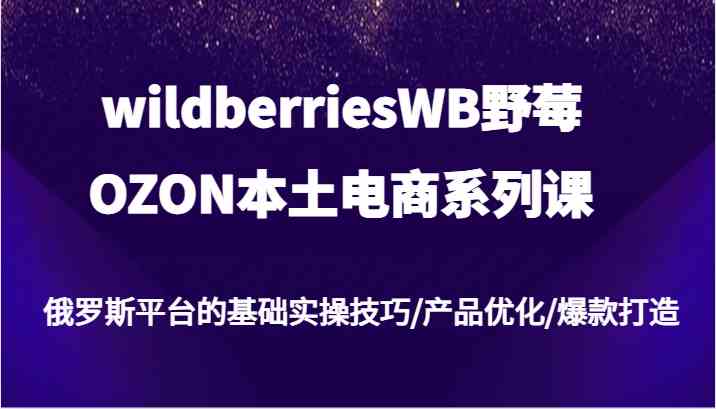 wildberriesWB野莓/OZON本土电商系列课，俄罗斯平台的基础实操技巧/产品优化/爆款打造-吾藏分享