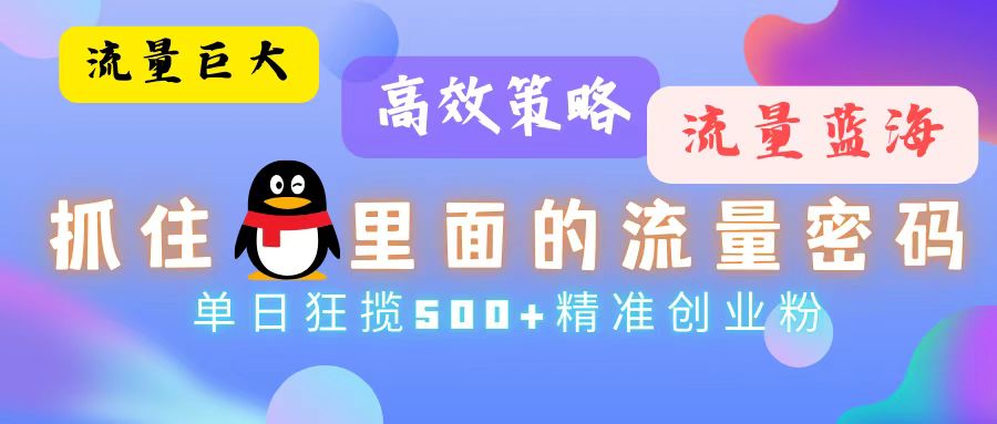 （13068期）流量蓝海，抓住QQ里面的流量密码！高效策略，单日狂揽500+精准创业粉-吾藏分享