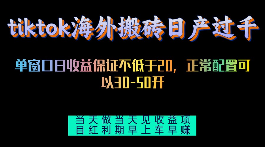 （13079期）tiktok海外搬砖项目单机日产过千当天做当天见收益-吾藏分享