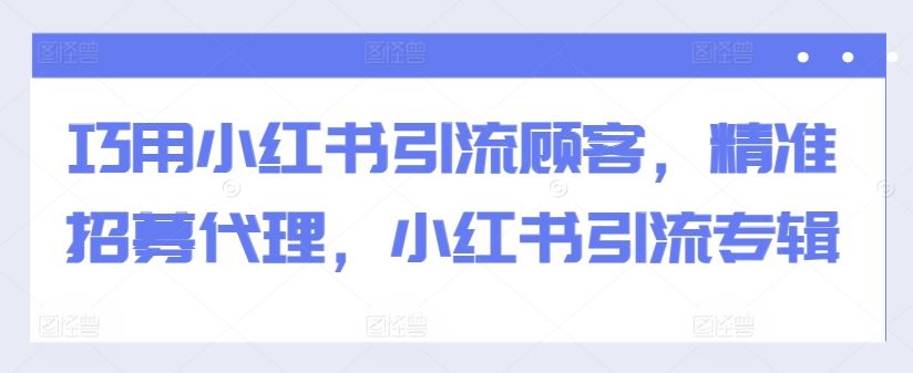 巧用小红书引流顾客，精准招募代理，小红书引流专辑-吾藏分享