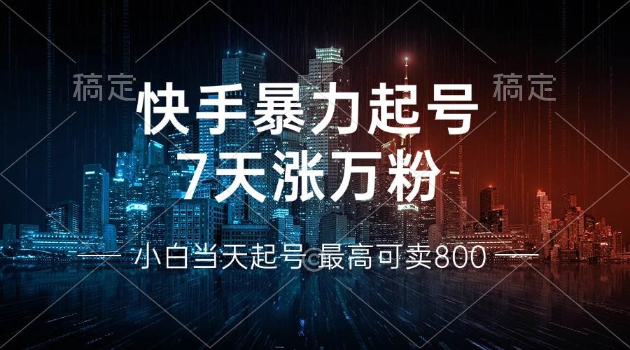 （13142期）快手暴力起号，7天涨万粉，小白当天起号 多种变现方式，账号回收，单月…-吾藏分享