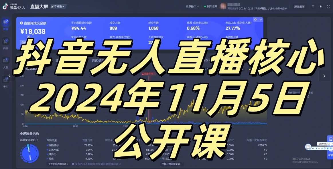 抖音无人直播核心公开课，咸鱼翻身小白可做带有睡后收入月入过万太简单【揭秘】-吾藏分享