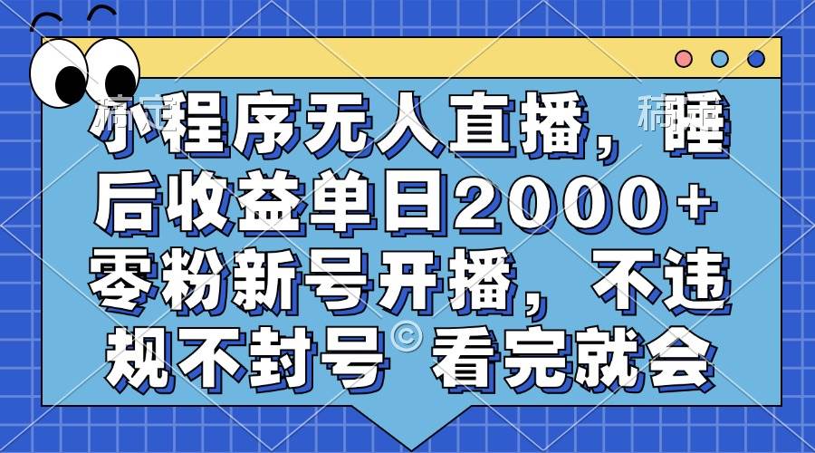 （13251期）小程序无人直播，睡后收益单日2000+ 零粉新号开播，不违规不封号 看完就会-吾藏分享