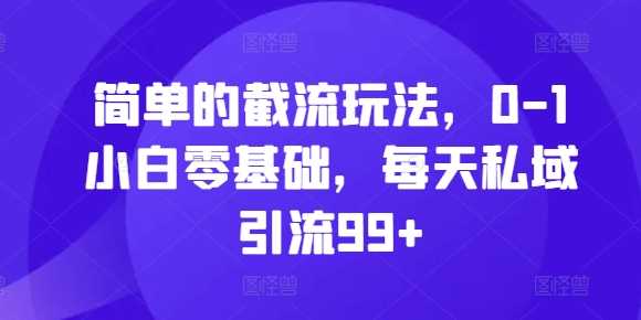 简单的截流玩法，0-1小白零基础，每天私域引流99+【揭秘】-吾藏分享