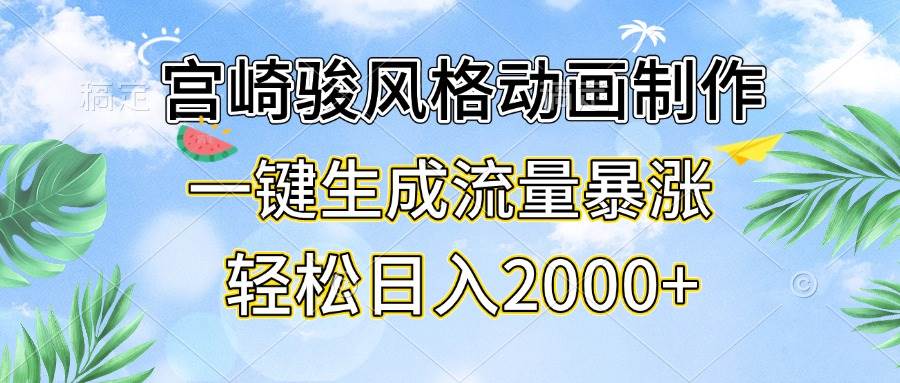 （13386期）宫崎骏风格动画制作，一键生成流量暴涨，轻松日入2000+-吾藏分享