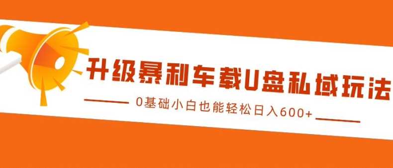 升级暴利车载U盘私域玩法，0基础小白也能轻松日入多张【揭秘】-吾藏分享