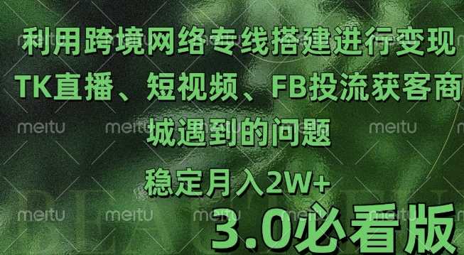 利用跨境电商网络及搭建TK直播、短视频、FB投流获客以及商城遇到的问题进行变现3.0必看版【揭秘】-吾藏分享