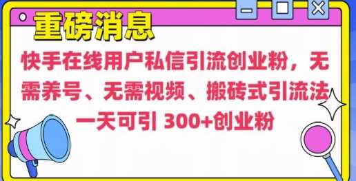 快手最新引流创业粉方法，无需养号、无需视频、搬砖式引流法【揭秘】-吾藏分享