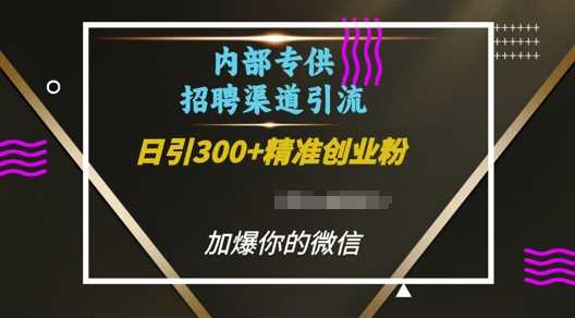 内部招聘渠道日引流300+创业粉，加爆你的微信【揭秘】-吾藏分享