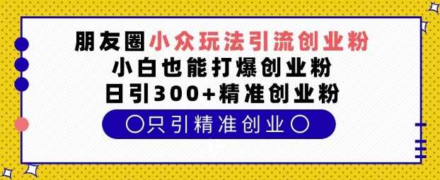 朋友圈小众玩法引流创业粉，小白也能打爆创业粉，日引300+精准创业粉【揭秘】-吾藏分享