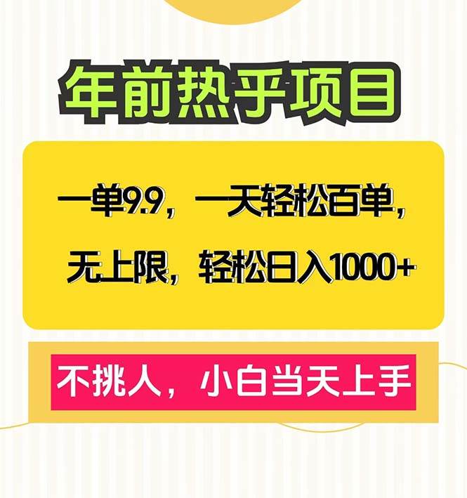 （13795期）一单9.9，一天百单无上限，不挑人，小白当天上手，轻松日入1000+-吾藏分享