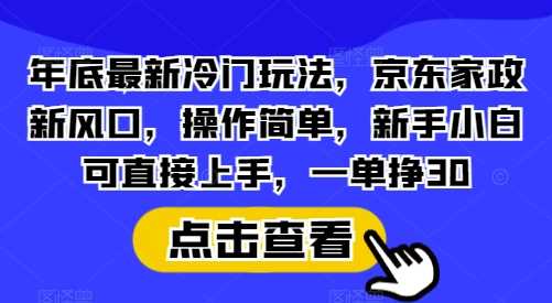 年底最新冷门玩法，京东家政新风口，操作简单，新手小白可直接上手，一单挣30【揭秘】-吾藏分享