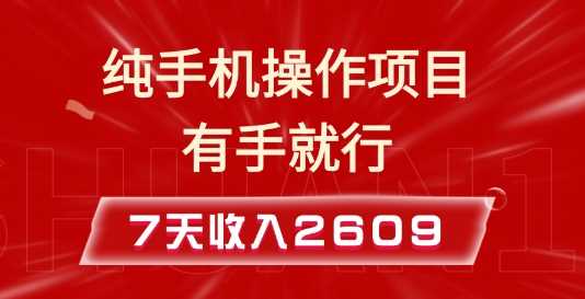 纯手机操作的小项目，有手就能做，7天收入2609+实操教程【揭秘】-吾藏分享
