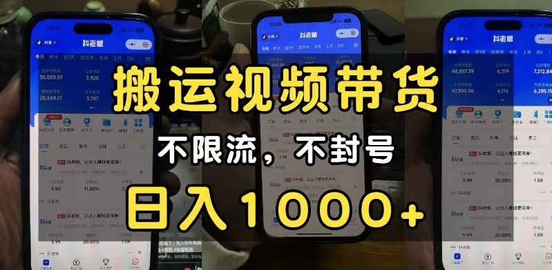 小白必看搬运视频带货玩法，不限流，不封号，纯自然流，日入1000+-吾藏分享