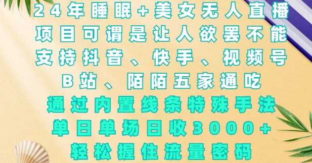 2024年睡眠+美女无人直播，通过内置线条特殊手法，单场日收3k+，轻松握住流量密码【揭秘】-吾藏分享