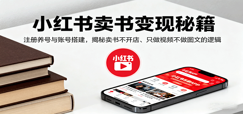 小红书卖书变现秘籍，注册养号与账号搭建，揭秘卖书不开店、只做视频不做图文的逻辑-吾藏分享