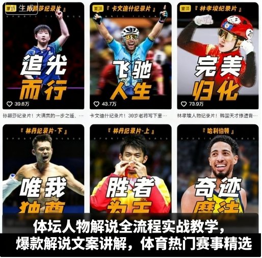 体坛人物解说全流程实战教学，爆款解说文案讲解，体育热门赛事精选-吾藏分享